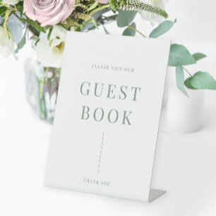 Signe De Table Sage Green Moderne Élégant Mariage Livre d'or