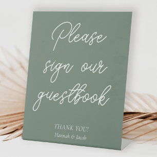 Signe De Table Sage Green moderne Guestbook Mariage Table