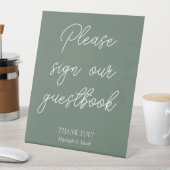 Signe De Table Sage Green moderne Guestbook Mariage Table (In SItu)