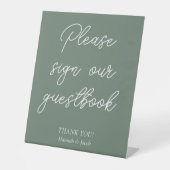 Signe De Table Sage Green moderne Guestbook Mariage Table (Recto)