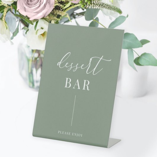 Signe De Table Sage Green Moderne Mariage élégant Bar-dessert