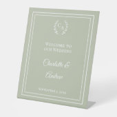 Signe De Table Sage green monogrammed elegant wedding welcome  (Recto)