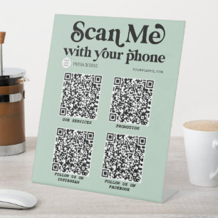 Signe De Table Sage Green QR code réseau Modern barcode