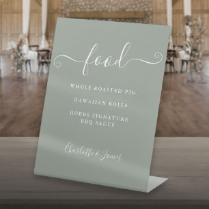 Signe De Table Sage Green Signature Script Menu Aliments