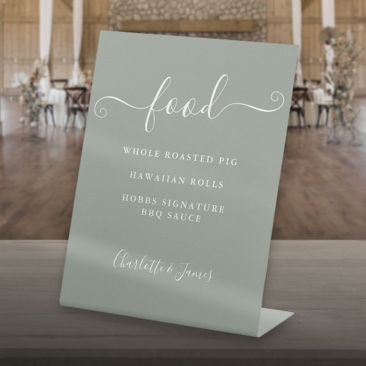 Signe De Table Sage Green Signature Script Menu Aliments