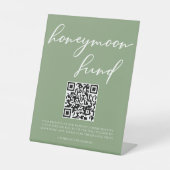 Signe De Table Sage Green White Script Honeymoon Fund QR Code (Recto)