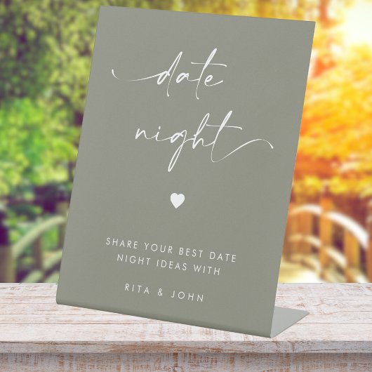 Signe De Table Sage moderne Chic Vert Date Jar Idées Mariage Sign