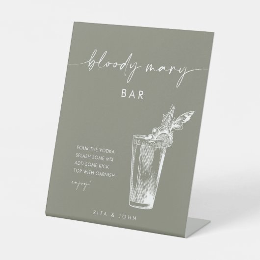 Signe De Table Sage moderne Vert Bloody Mary Bar Mariage Signal (Recto)