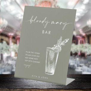 Signe De Table Sage moderne Vert Bloody Mary Bar Mariage Signal