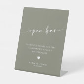 Signe De Table Sage moderne vert Script Open Bar Mariage Sign (Recto)