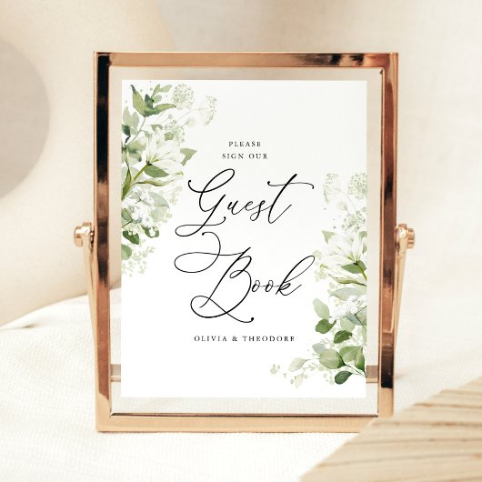 Signe De Table Sage Organic Greenery Guest Book Wedding Table