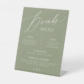 Signe De Table Sage White Calligraphy Mariage Bar Drink Menu (Recto)
