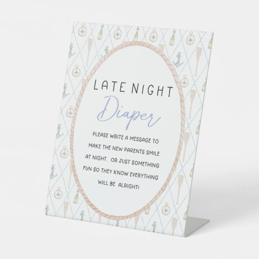Signe De Table Sailboat Baby Shower Games - Late Night Diaper (Recto)