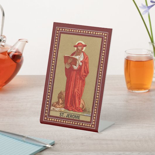 Signe De Table Saint Jérôme, cardinal avec Lion (P 004) (In SItu)