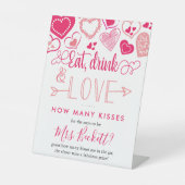 Signe De Table Saint Valentin Fête des mariées Combien de baisers (Recto)
