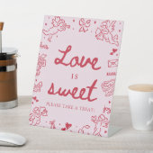 Signe De Table Saint-Valentin Moderne Dessinée à la Main Rose L'A (In SItu)