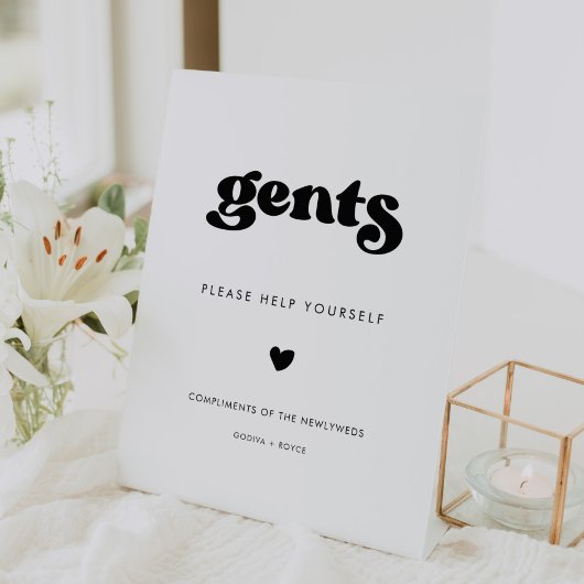 Signe De Table Salle de bain élégante Retro Noir & Blanc