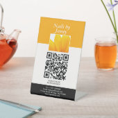 Signe De Table Salon à ongles Floral Blanc Orange Moderne (In SItu)