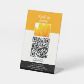 Signe De Table Salon à ongles Floral Blanc Orange Moderne (Recto)