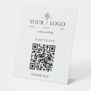 Signe De Table Salon de Beauté Moderne Ajoutez Votre Logo QR Scan