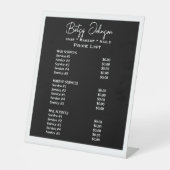 Signe De Table Salon de beauté noir et blanc Tarifs (Recto)