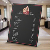 Signe De Table Salon de beauté pour ongles Manucure Noir & Rouge