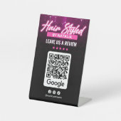 Signe De Table Salon de cheveux rose moderne Google Avis QR Code (Recto)