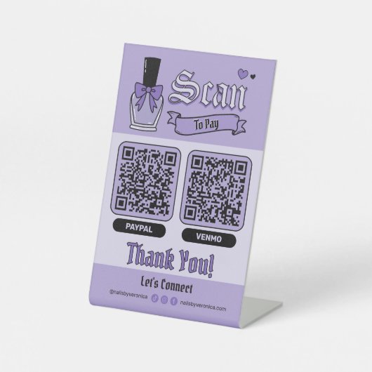 Signe De Table Salon de Manucure Gothique Violet Balayage Double (Recto)