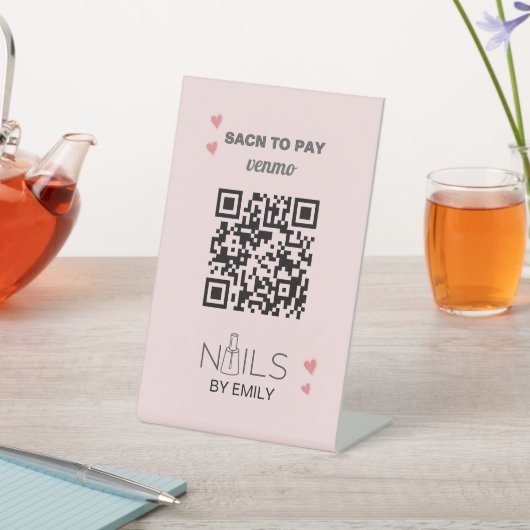 Signe De Table Salon Nail Venmo QR Code paiement | Analyser pour (In SItu)