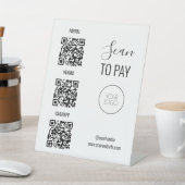 Signe De Table Salon noir et blanc QR Code numérisation pour paye (In SItu)