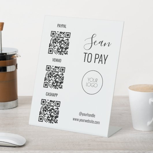 Signe De Table Salon noir et blanc QR Code numérisation pour paye (In SItu)