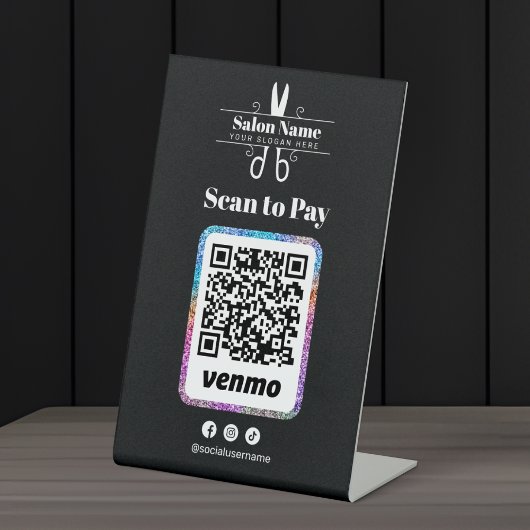 Signe De Table Salon Pailleté Moderne Scan pour Payer Code QR Ven