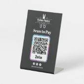 Signe De Table Salon Pailleté Moderne Scannez pour Payer Code QR (Recto)