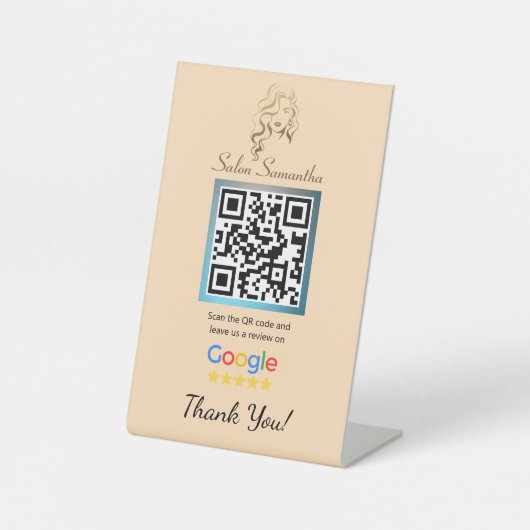 Signe De Table Salon Pastel Orange Google Revue Piédestal Stand (Recto)