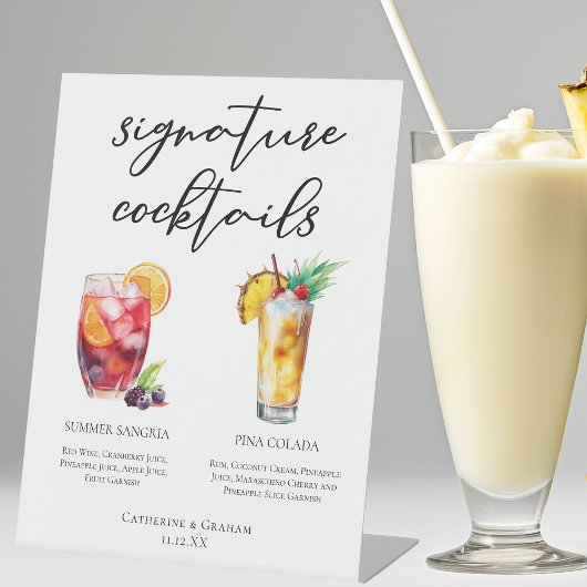 Signe De Table Sangria Pina Colada Signature Cocktails Menu