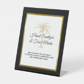 Signe De Table Sanitation Mariage Tropical Black Gold Palm Tree (Recto)