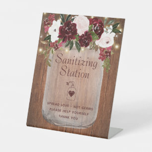 Signe De Table Sanitiation Station Bourgogne Blush Rustique Flora