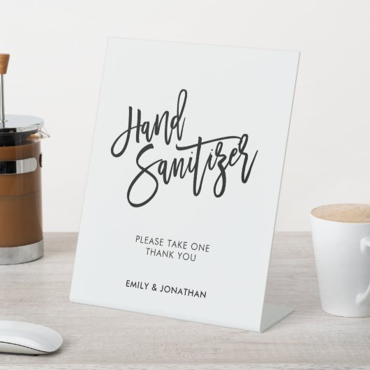 Signe De Table Sanitizer à main mariage élégant en noir (In SItu)