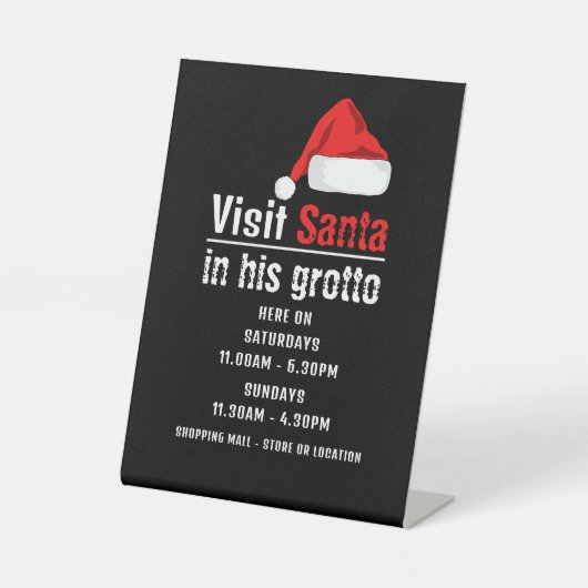 Signe De Table Santa Hat, Santa Claus Heures d'accueil (Recto)