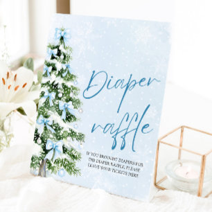 Signe De Table Sapin de Noël à Ruban Bleu Baby Shower Tirage au S