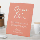 Signe De Table Saumon Signature Script Open Bar Mariage (In SItu)