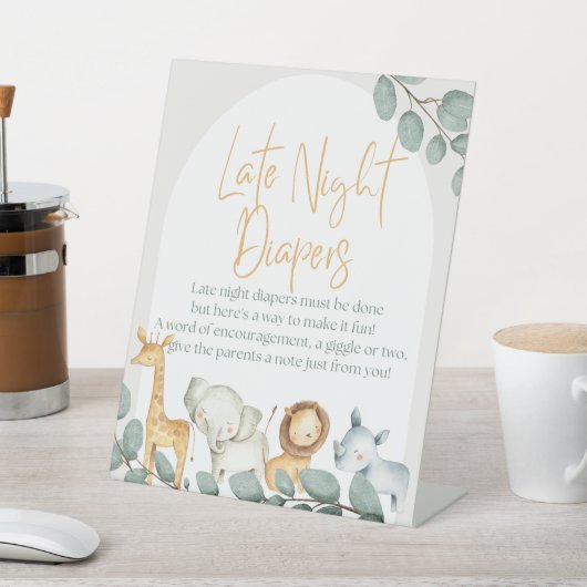 Signe De Table Sauvage Un Zoo Thème Baby shower Piédestal (In SItu)