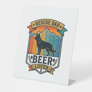 Signe De Table Sauver Papa Amateur de Bière Chien Vintage Sunset_
