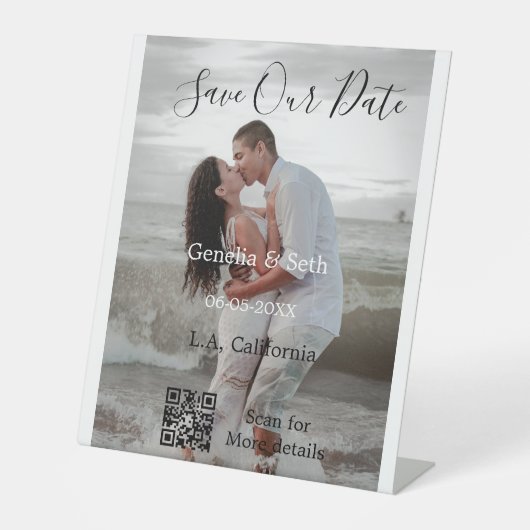 Signe De Table Save the date simple minimal QR scan code details (Recto)