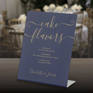 Signe De Table Saveurs de gâteau à motif signature bleu marine et