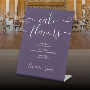 Signe De Table Saveurs de gâteau à script de signature violet