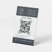 Signe De Table Scan de code QR Wifi | Logo d'entreprise sans cont (Recto)