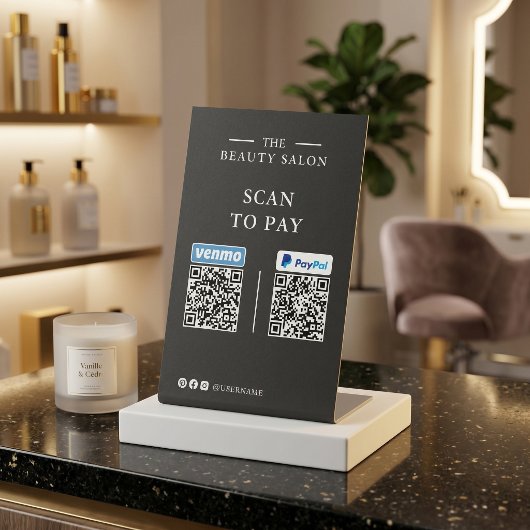 Signe De Table Scan du code QR Venmo et PayPal en charbon foncé p