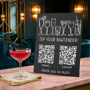 Signe De Table SCAN POUR PAYER CODES QR Cocktails Barman Pot à po