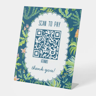Signe De Table SCAN POUR PAYER Jungle Garden Aquarelle QR personn
